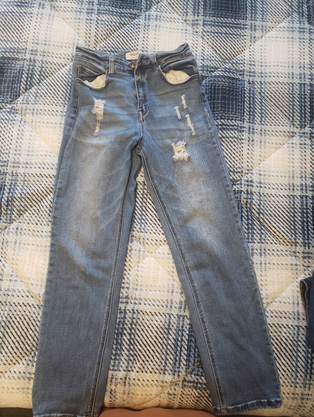 Wax Jean Light Blue High-Rise Distressed Jeans